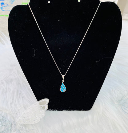 Turquoise Wing Necklace (Sterling Silver)