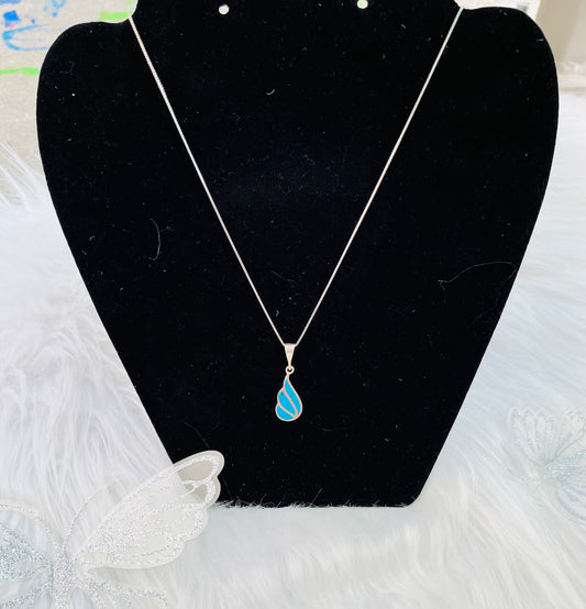Turquoise Wing Necklace (Sterling Silver)