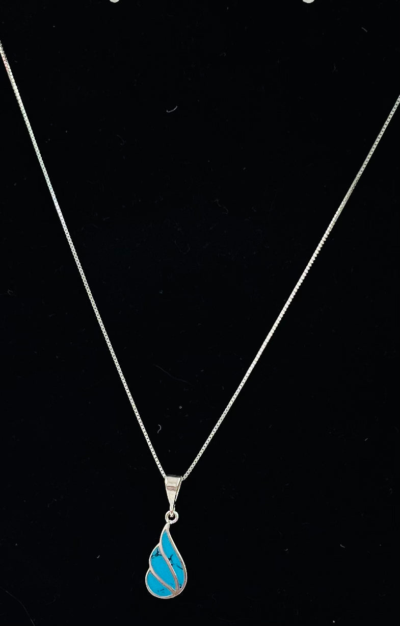 Turquoise Wing Necklace (Sterling Silver)