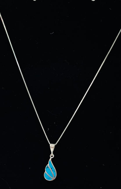 Turquoise Wing Necklace (Sterling Silver)