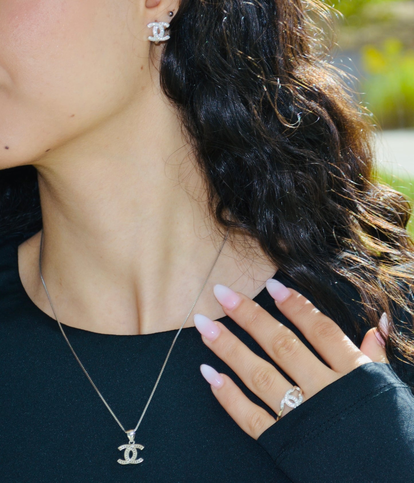 Chanel-Inspired Jewelry Set (Sterling Silver)