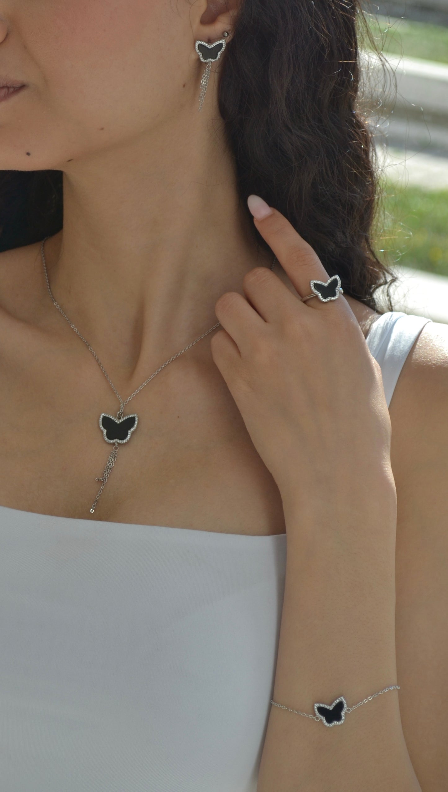 Butterfly Jewelry Set (Sterling Silver)