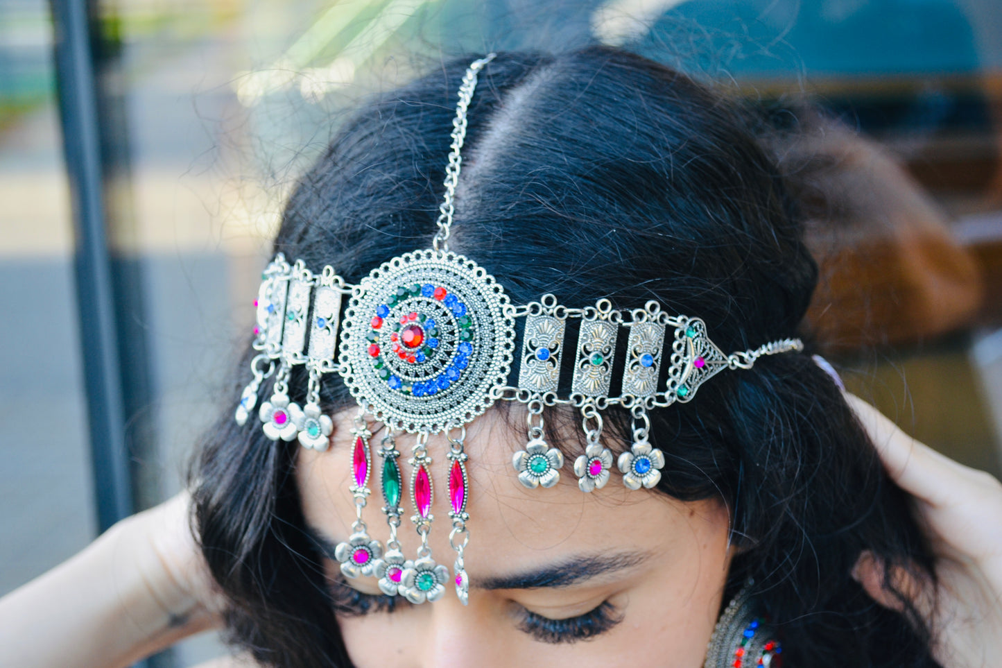 Silver-Plated Multicolour Afghan Jewelry Set
