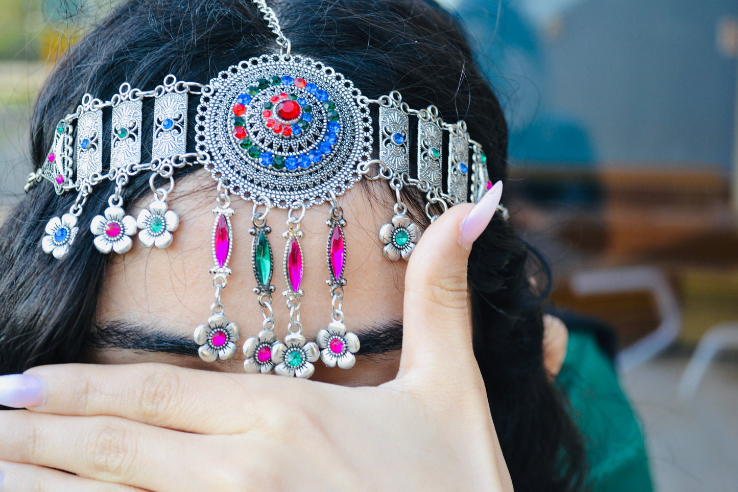 Silver-Plated Multicolour Afghan Jewelry Set