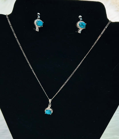Turquoise Stone Set (Sterling Silver and Real Turquoise Stones)