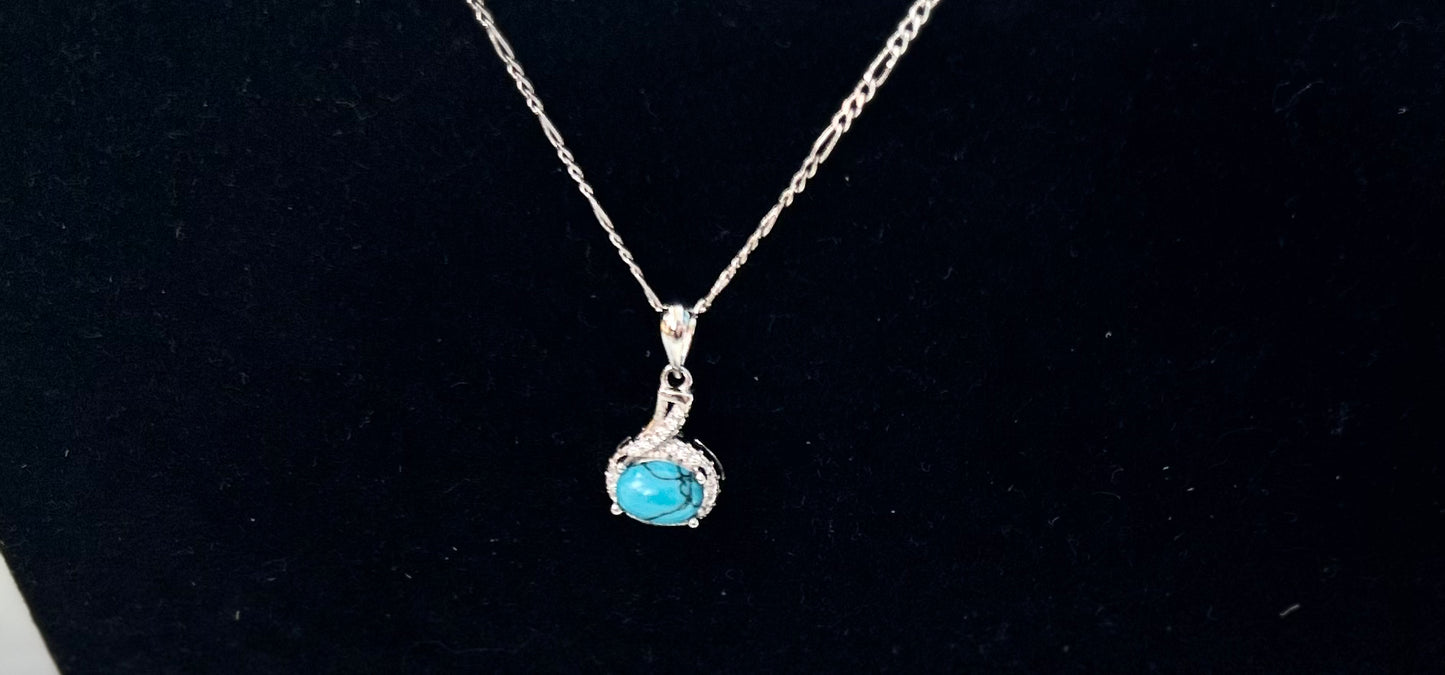 Turquoise Stone Set (Sterling Silver and Real Turquoise Stones)