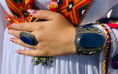 Pure Lapis Lazuli (Lajward) Bangle & Ring Set