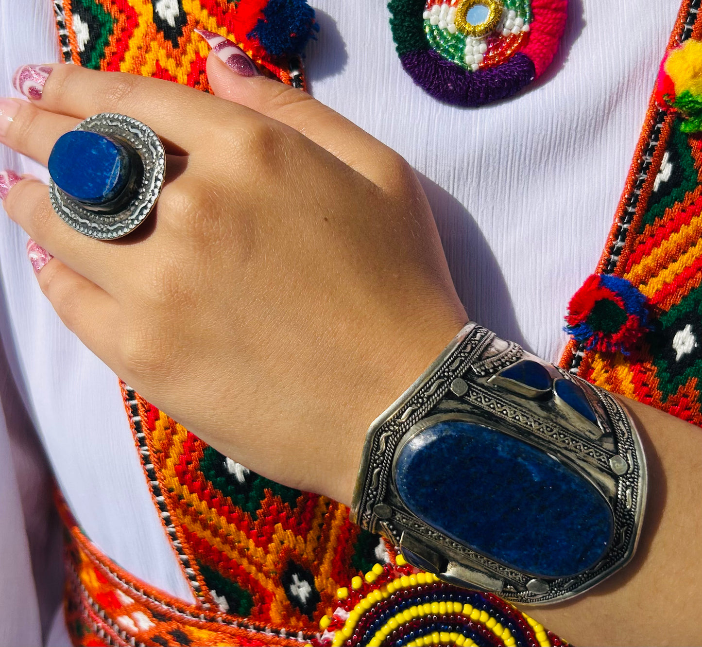 Pure Lapis Lazuli (Lajward) Bangle & Ring Set