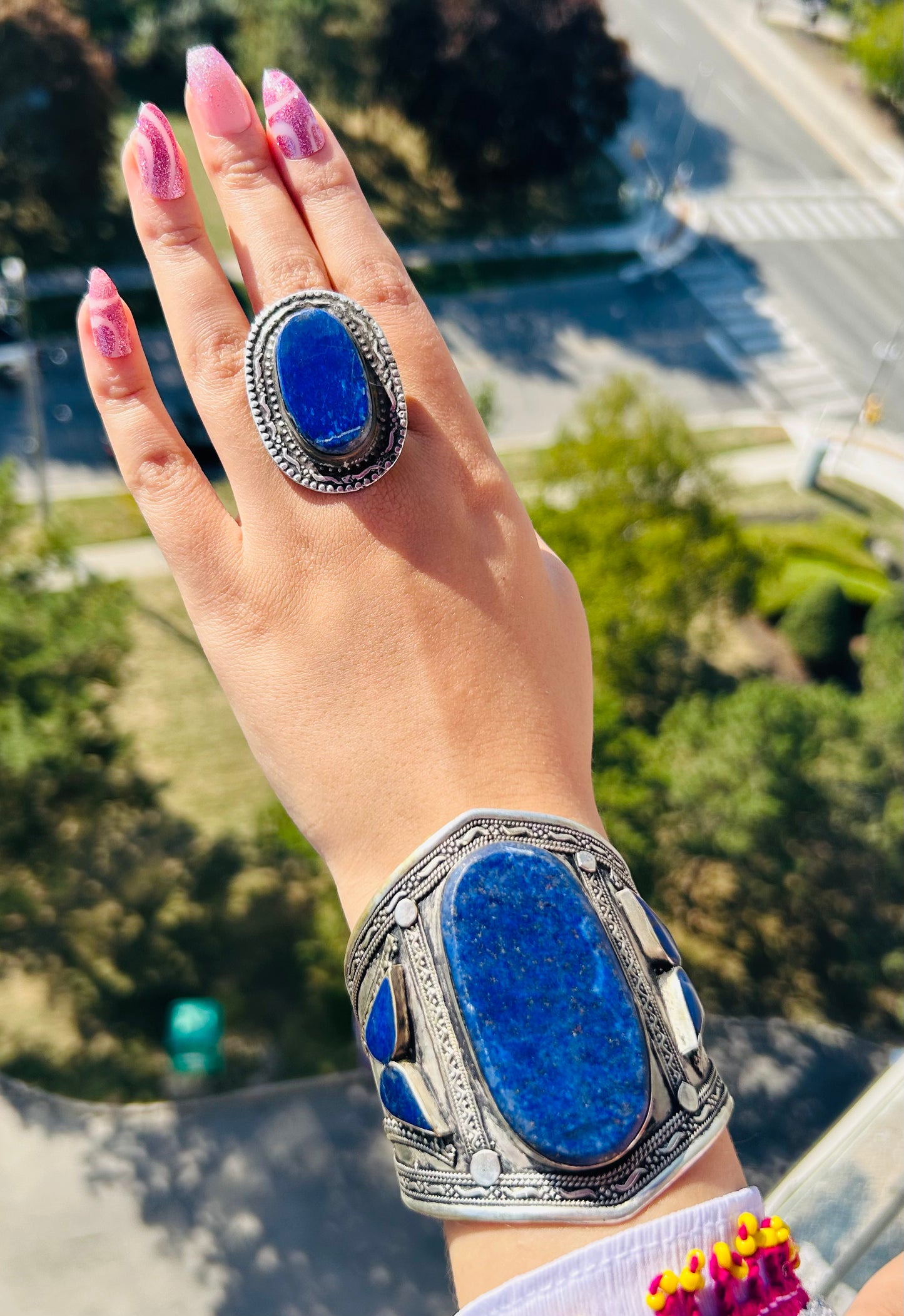 Pure Lapis Lazuli (Lajward) Bangle & Ring Set