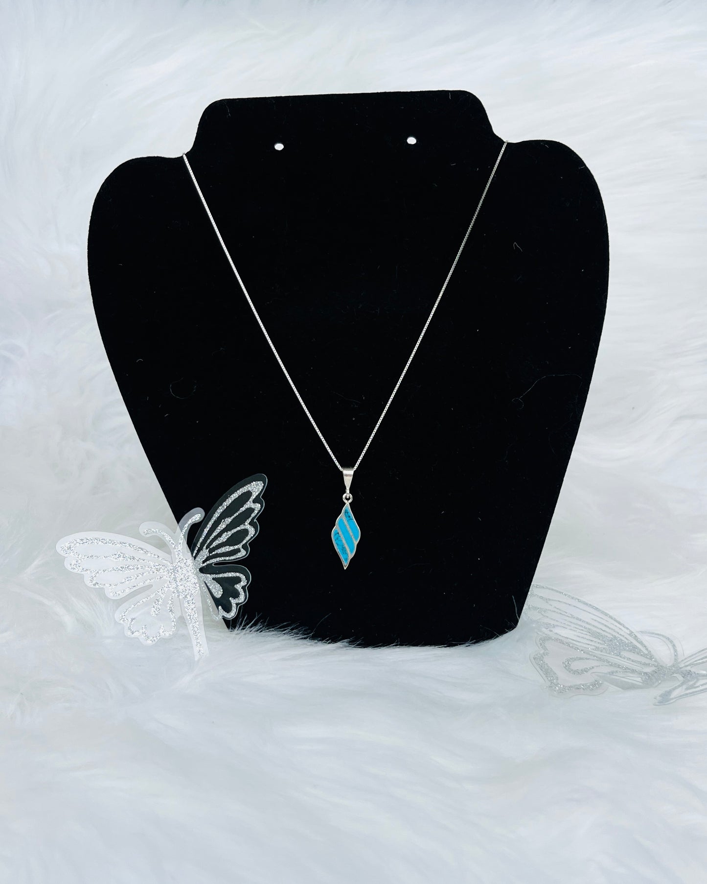 Turquoise Wing Necklace (Sterling Silver)